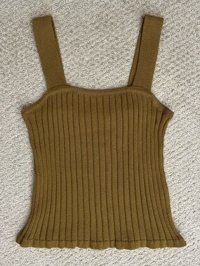 Green Ribbed Knit Tank Top